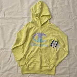 NWT Champion GIRLS' FRENCH TERRY HOODIE, OMBRE Size Medium in Honey Yellow
